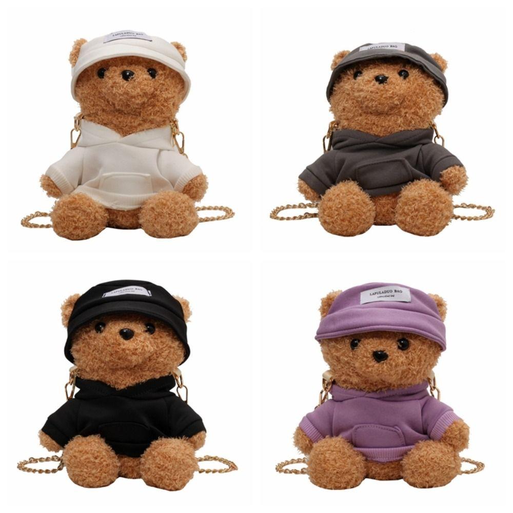 Kawaii Plush Bear Shoulder Bag Bear Bear Fluffy Handbag Bear Plush Crossbody Bag  Girls
