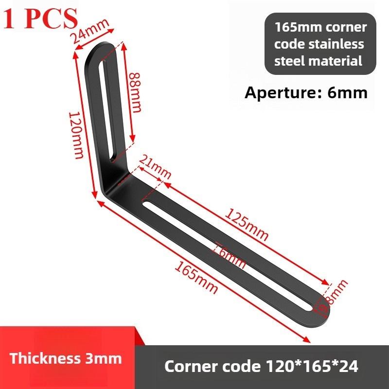 Black Stainless Steel Adjustable Angle Code Long Hole Activity 90 ° Right Angle Furniture Fixer L-shaped Shelf Bracket Connector