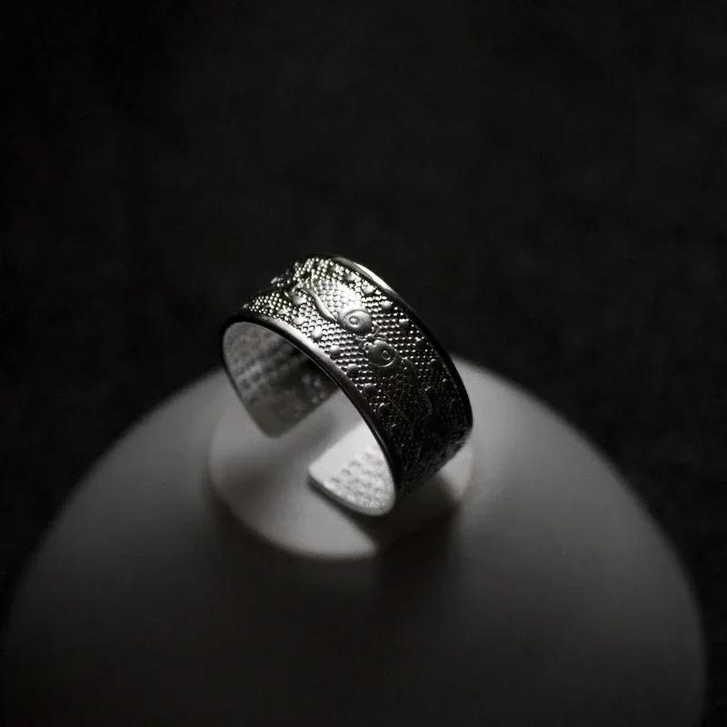 Silver Color Buddhist Ring for Women Tibetan Prayer Copper OM Mantra 7 Chakras Good Luck Women Ring