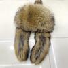 Natural Raccoon Fur Hats for Women WInter Bomber Trapper Hats Thick Fluffy Earflap Tail Hats