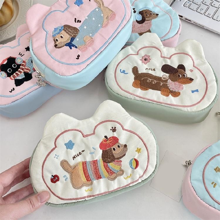 Hund Tier Stickerei Federmäppchen 18x11cm Große Reißverschluss Stifteetuis Multifunktions Federmäppchen Reise Kosmetiktasche