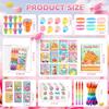 BenLouis 168Pcs Candyland Party Favors Ice Cream Donut Coloring Book Crayon Stickers Set Bulk for Kids Cupcake Lollipop Sweet Treats Birthday Gift