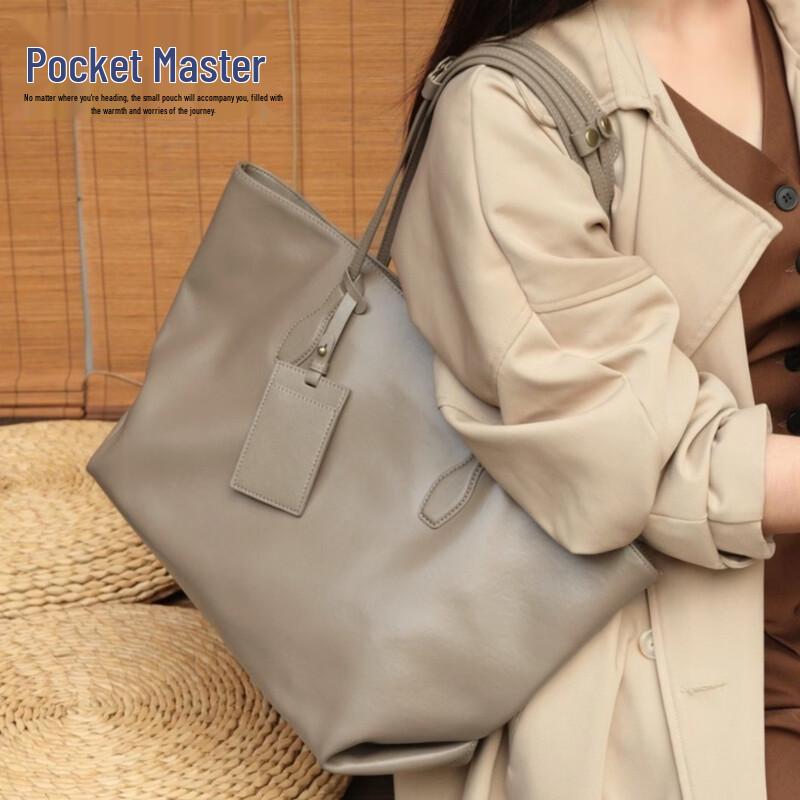 Dou Xiaozhu Retro Soft Leather Large Tote Bag