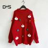 Women Christmas Sweater Santa Claus Xmas Hat Decor Loose Fit Knitting Tops Round Neck Long Sleeve Autumn Winter Sweater
