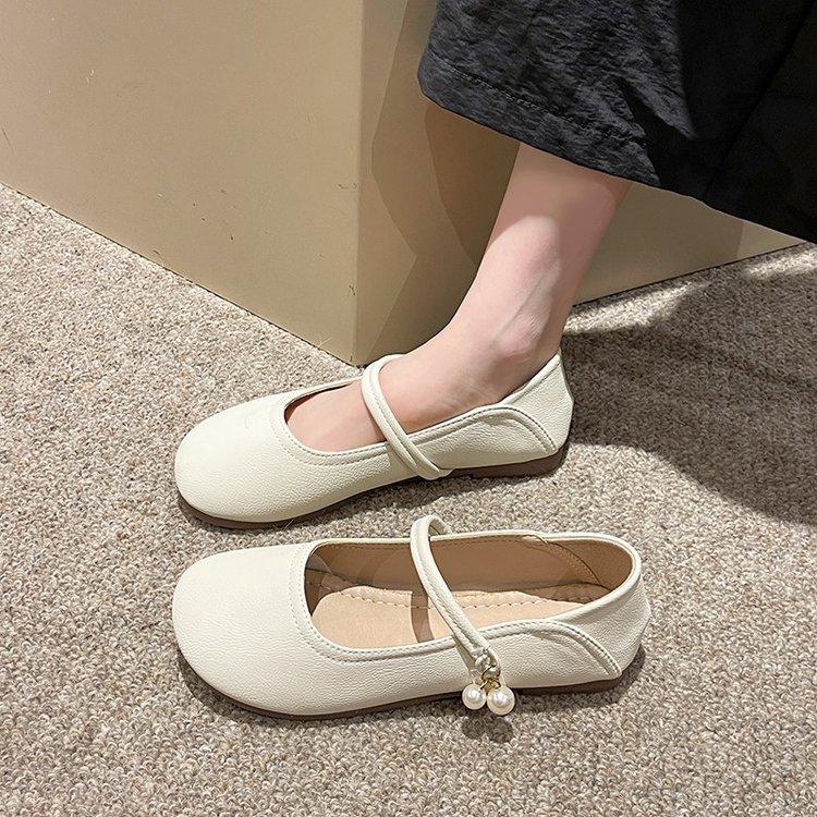 Mary Jane Shoes Girl 2025 New Flat-bottomed Soft-soled Soft Leather Single Shoes Summer and Autumn with Skirts Fairy Gentle Small Leather Shoes