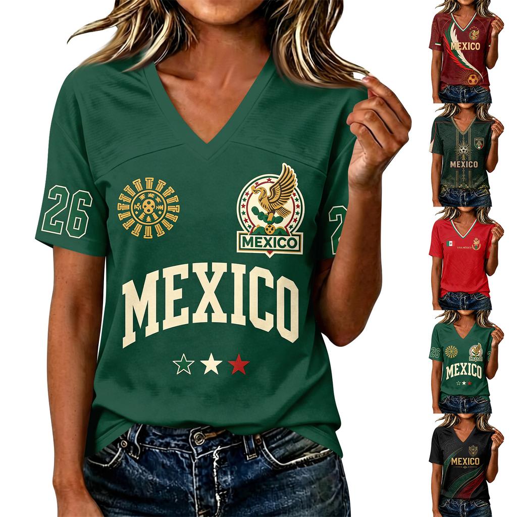 Women Casual V Neck Short Sleeve T Shirt Letter Print Top Lightweight Breathable Summer Tee Shirt