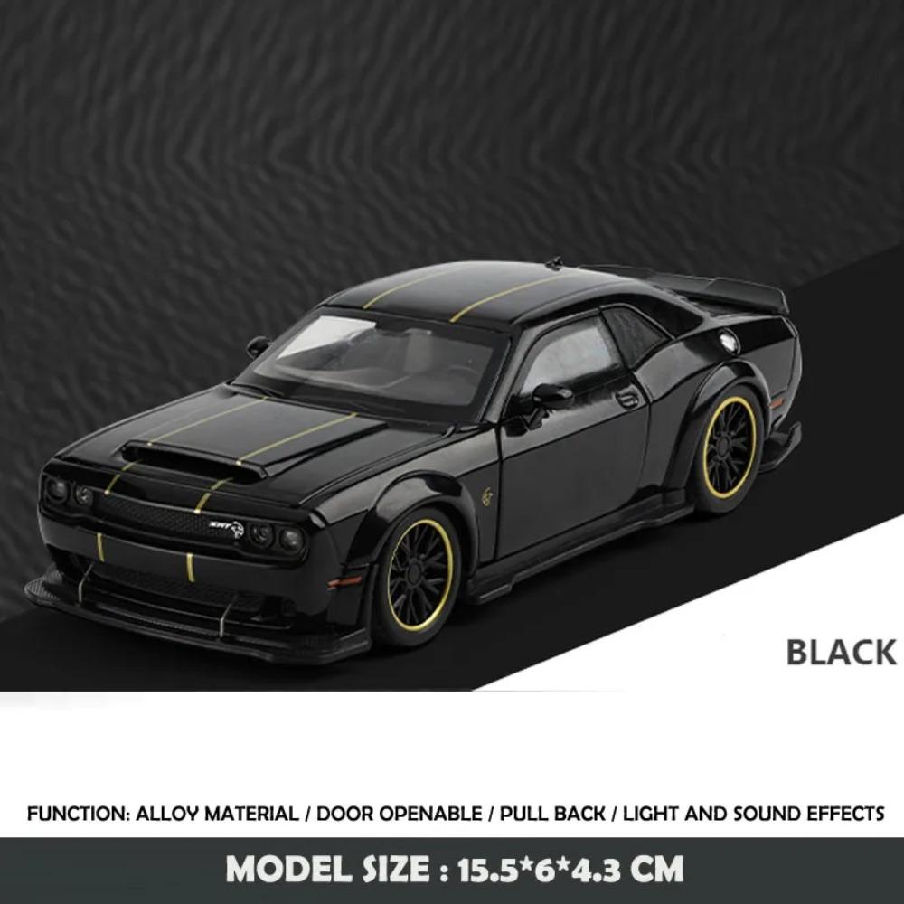 1:32 Dodge Challenger Hellcat SRT Alloy Car Model Sound Light Pull Back Metal Toy Vehicle Boy Gift Collection Miniature Voiture
