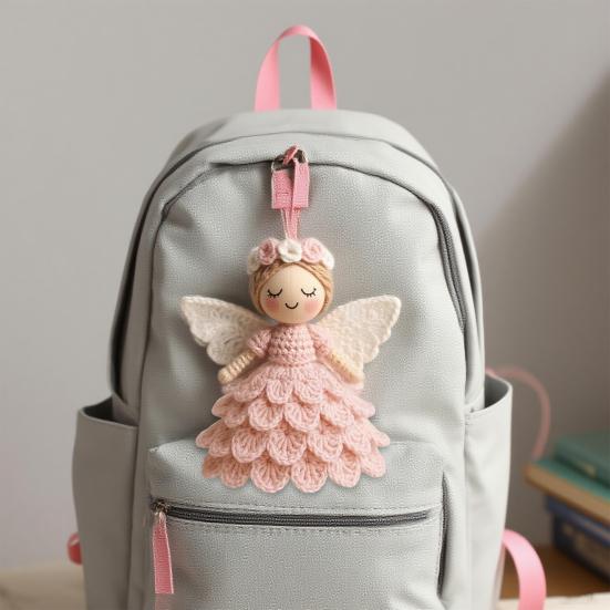 1/2 Sets DIY Crochet Angel Ornament Kit Beginners Handmade Angel Girl Decoration Yarn Craft Christmas Tree Hanging Crocheting Angel Doll Holiday Gift