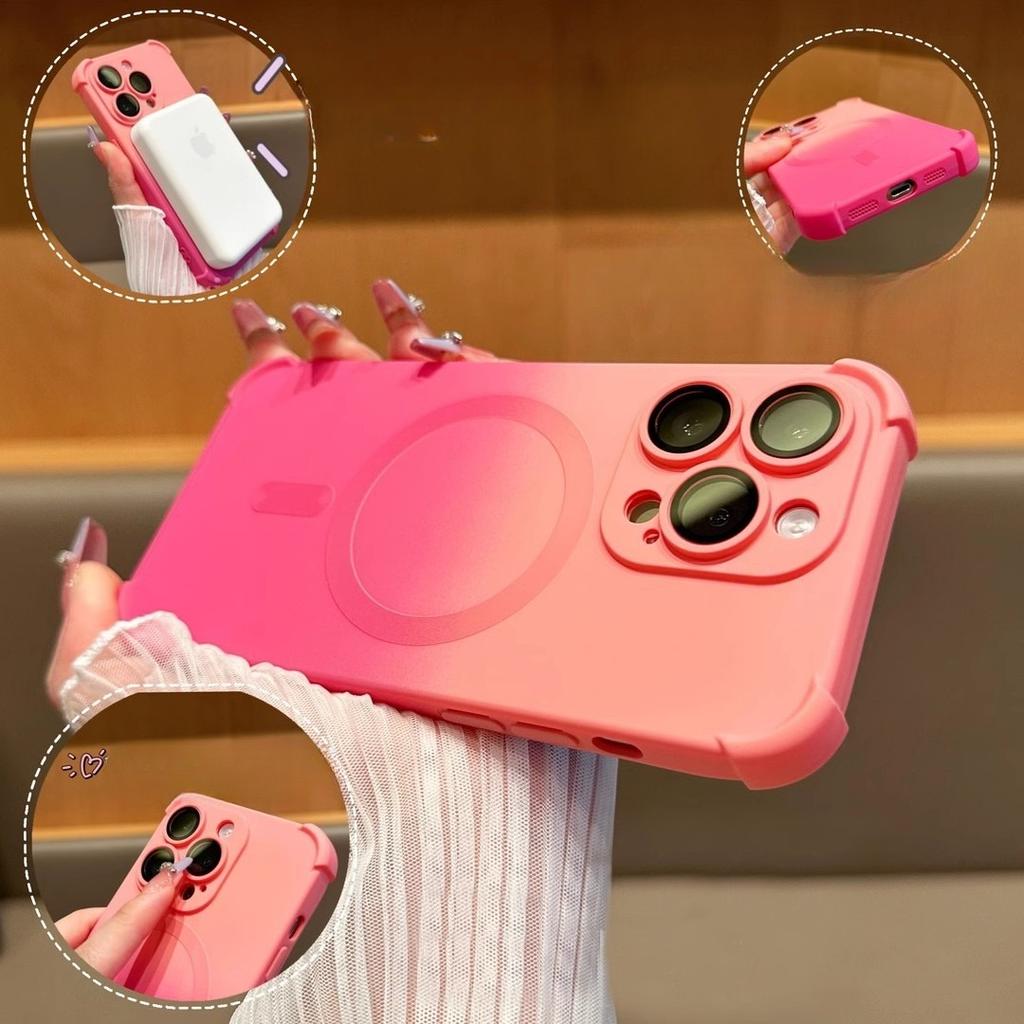 Suitable for Iphone16 Gradient Magnetic Phone Case Four Corner Anti-drop Apple 15ProMax Full Bag Matte Protective Case