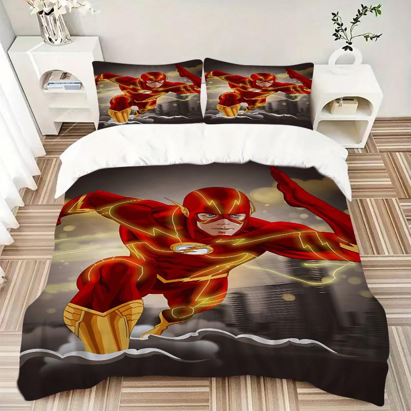3pcs Flash Superhero Cover Set,Soft Comfortable Duvet Cover,Guest Room (1*Duvet Cover + 2*Pillowcases, Without Core) yy251024165