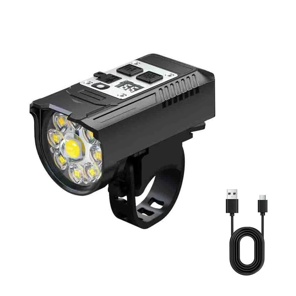 LED Bicycle Front Light Super Bright Bicycle Light Dual Light Source High Brightness Bike Flashlight Rechargeable for Emergency