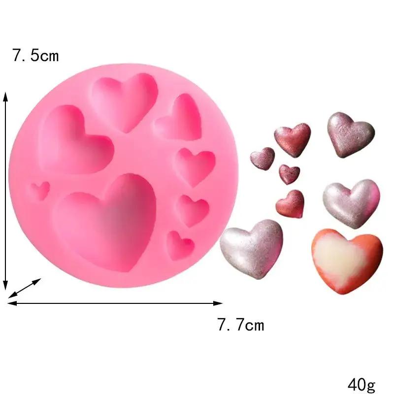 DIY Heart-shaped Cake Mold Colorful Chocolate Candy Paste Heart-shaped Cake Decoration Tool Gummy Silicone Mold Household Items