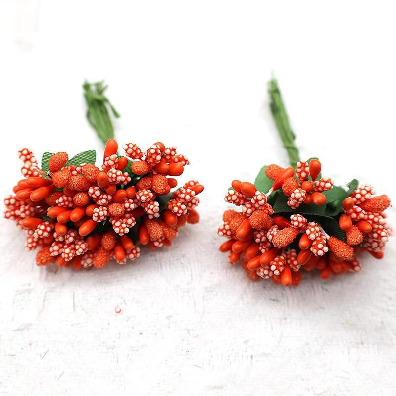 12 STK/Parti Kunstig Blomst Små Bær Pollenbærer Stilk av Ståltråd/Bryllupsblader DIY Krans Roser Kunstig Blomst