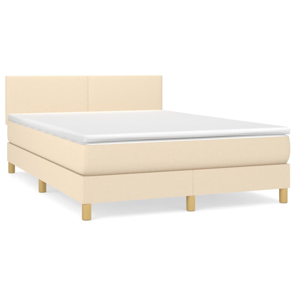 Vidaxl Kontinentalbett Mit Matratze, Cremefarben, Stoff, 140X200 Cm