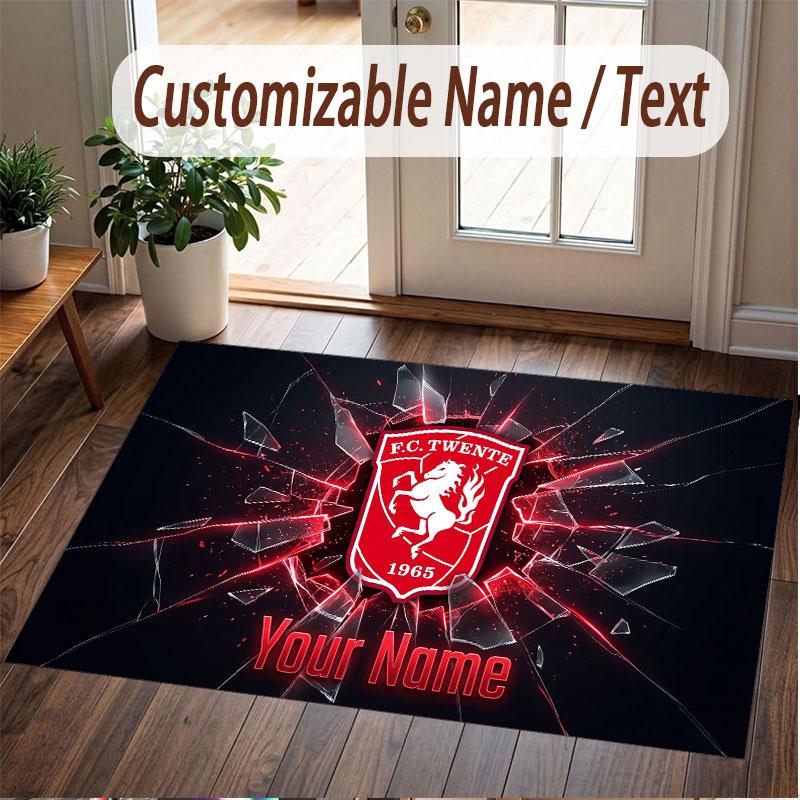 Tappeto Personalizzato Modello FC Twente Stampa Nome Testo Morbido Antiscivolo Tappeto per Pavimento per Decorazione Interna Casa