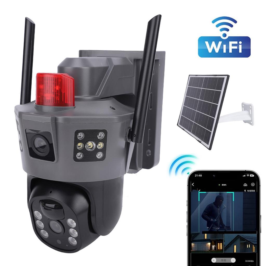 2K Dual Lens Solar Security Camera Wireless Outdoor 5G 2.4G WiFi 360 Degree Rotation Motion Detection 2 Way Talk 8000mAh IP66 Water Proof for V380 Pro