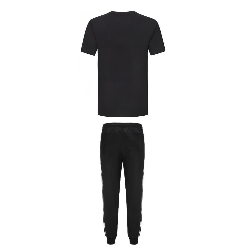 adidas Taekwondo Bisiklet Yaka Nefes Alabilen Kısa Kollu Tişört Çizgili Moda Uzun Pantolon Günlük Spor Takım Elbise ADICLTSPSTK-BGY+TR30P1T-BW