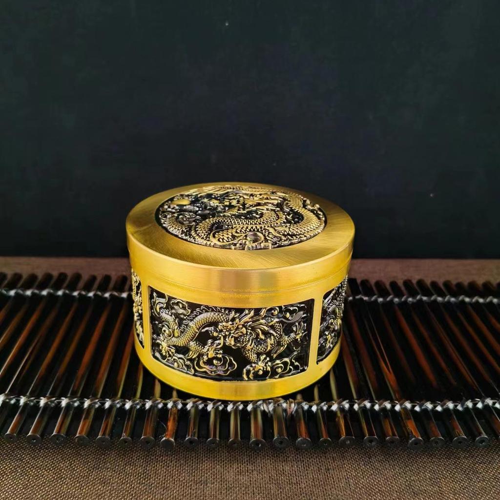 Kowloon Brass Five Bulls Tea Caddy Desk Ornament