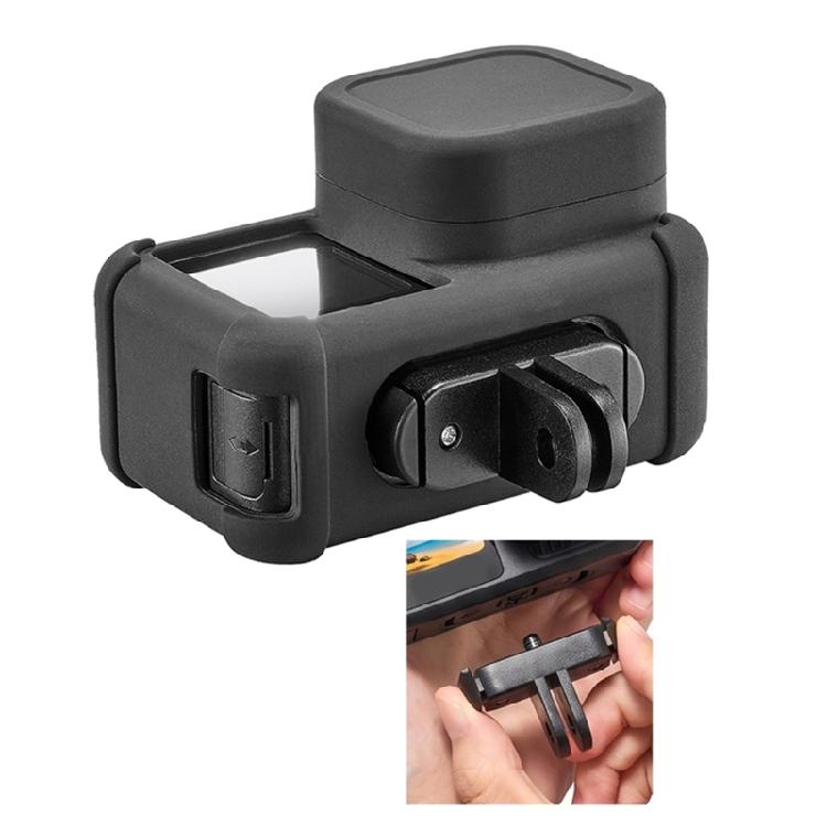 Silicone Lens Cap and Camera Cover Set, Black Carry Case with Open Front Area, Battery Door Access and Outdoor Travel Storage Use Daily