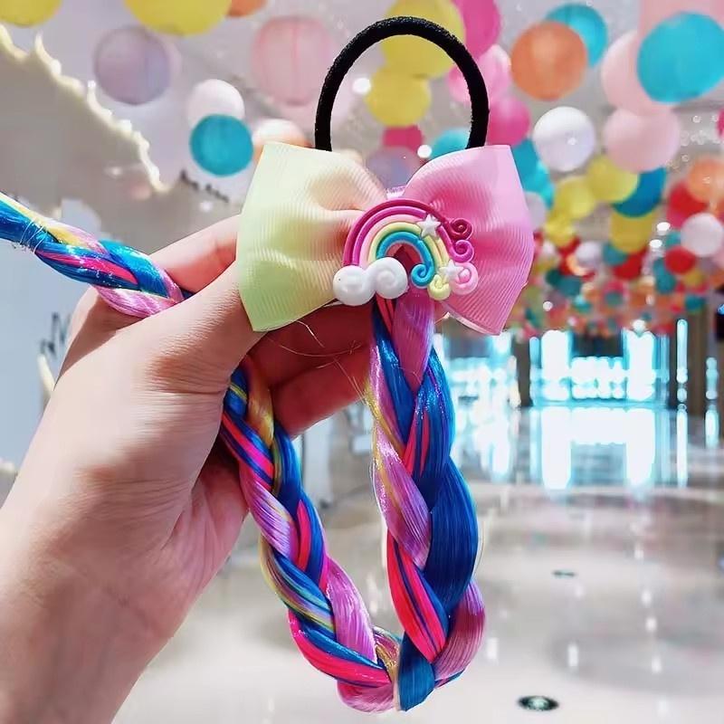 1/2pcs Cute Curly Hair Bowtie Wig Girls Hairpins Ombre Color Headwear Hair Clips for Princess Dress Up Birthday Gift Party Favor