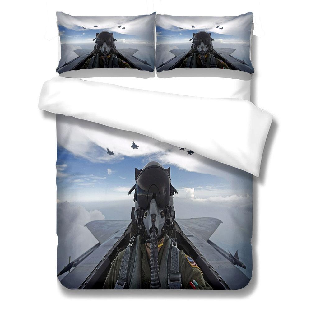 Blaze Fighter Jet Duvet Cover Set King Queen Double Full Twin Single Bed Linen Set