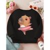 Kdis Crewneck Sweatshirt, Cute Ballet Capybara Print. Spring Autumn Tops