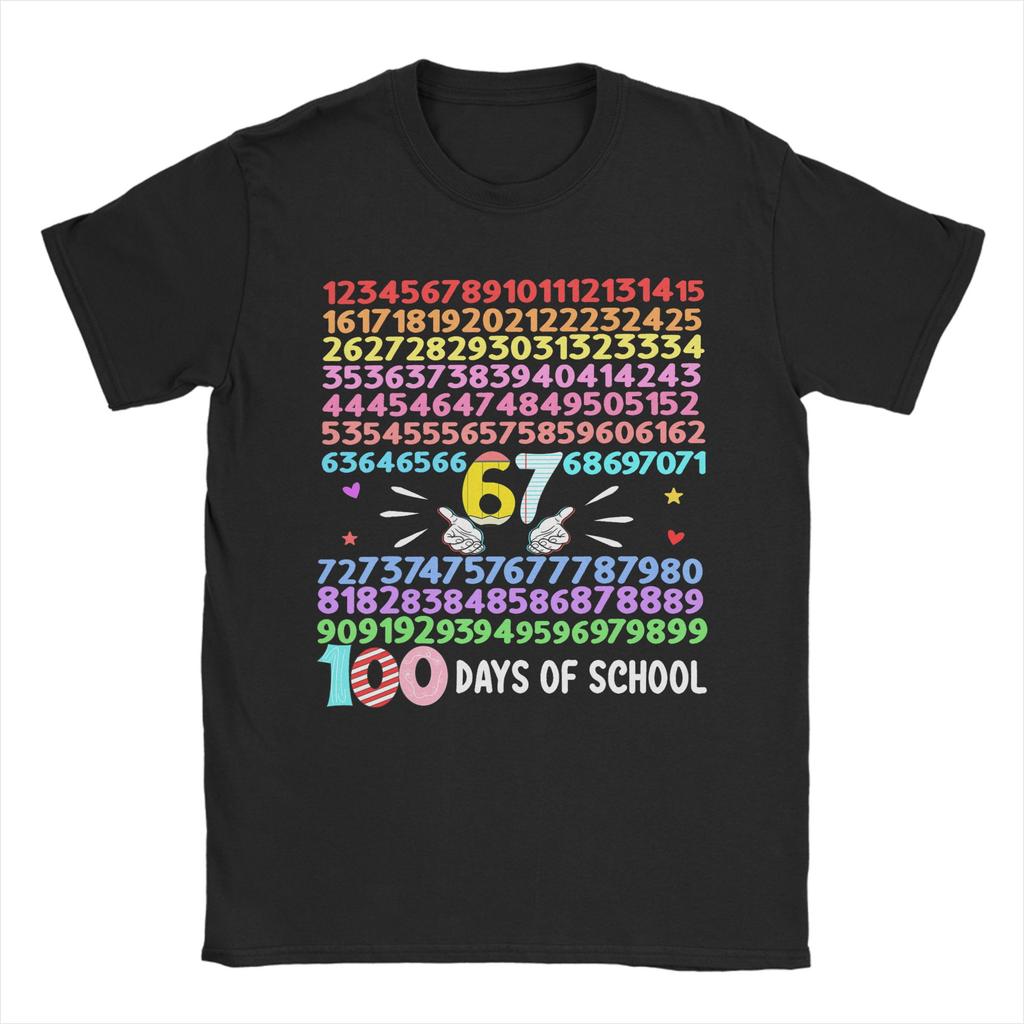 Italian Brainrot 67 Trippi 100 Days of School Men T Shirts  Fun Tees Short Sleeve Round Collar TShirts 100 Cotton 5XL Clothes
