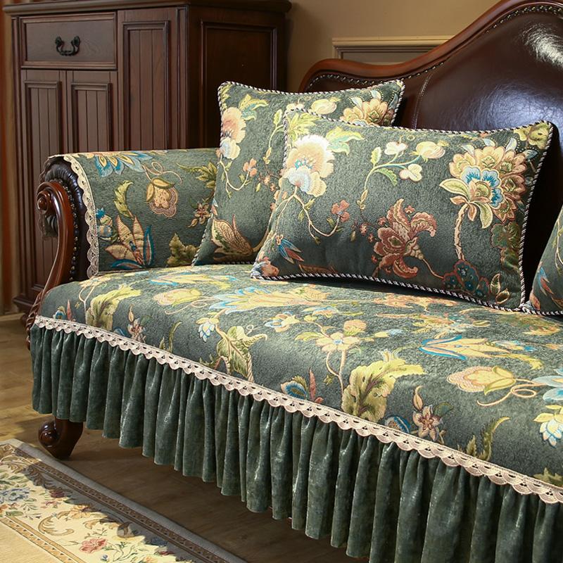 Luxury Jacquard Fabric Sofa Cover High-grade Chenille Sofa Cover Antislip Cushion European Combination Slipcover Furniture Cover