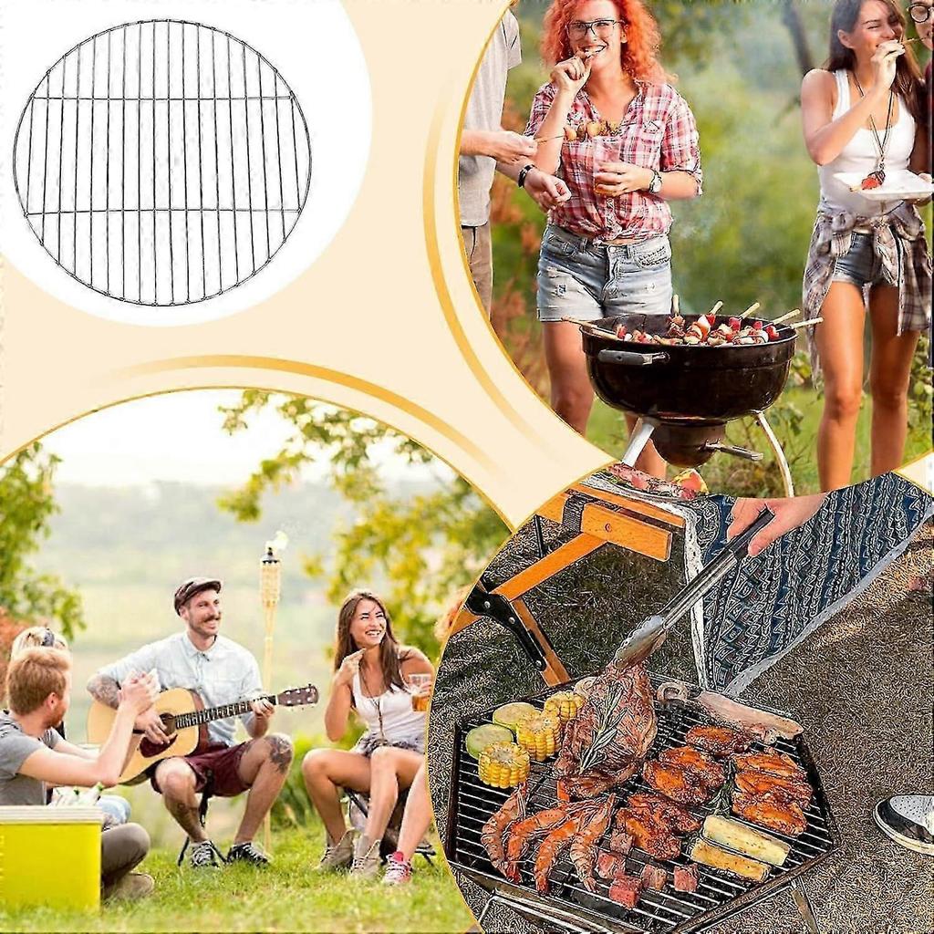 Grill Stainless Steel Grate 38 cm, Heavy-Duty BBQ Cooking Rack, Round Grilling Tray for Outdoor Picnic and Backyard Use