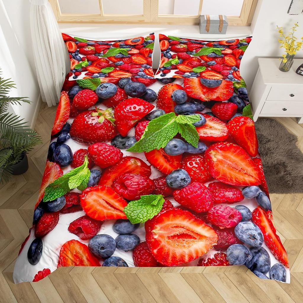 Sushi Duvet Cover Set Full QueenJapanese Food Bedding Set 3D Food Themed Bedspread Cover Realistic Food Room Decor Quilt Cover