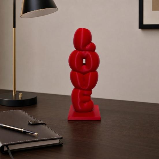 Decorative Flower Vase, Love Shape Design Letter Stacking Vase, 3D Printed Smooth Surface Ornament for Valentine Day Birthday Gifts Home Decor