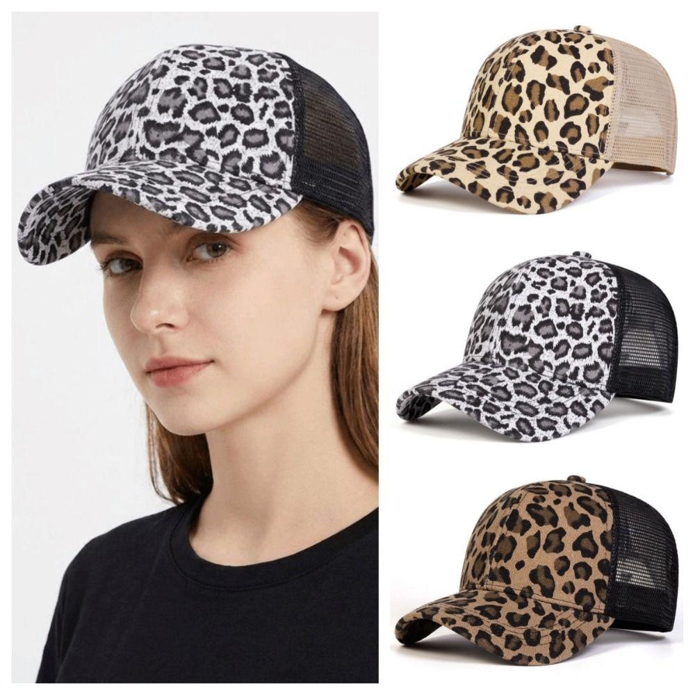 Adjustable Visor Hat Breathable Mesh Peaked Hat Fashion Leopard Print Baseball Cap Sports