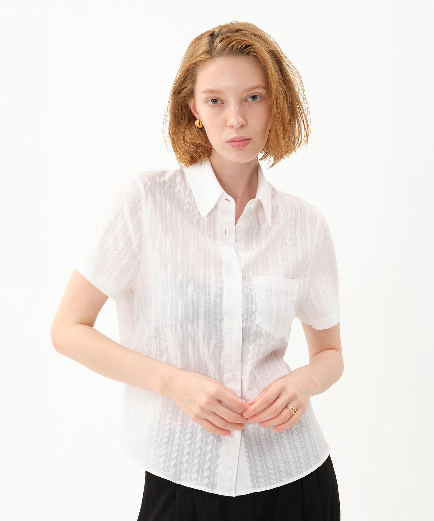 Jun By Jun K Dobby Stripe Shirt_White S