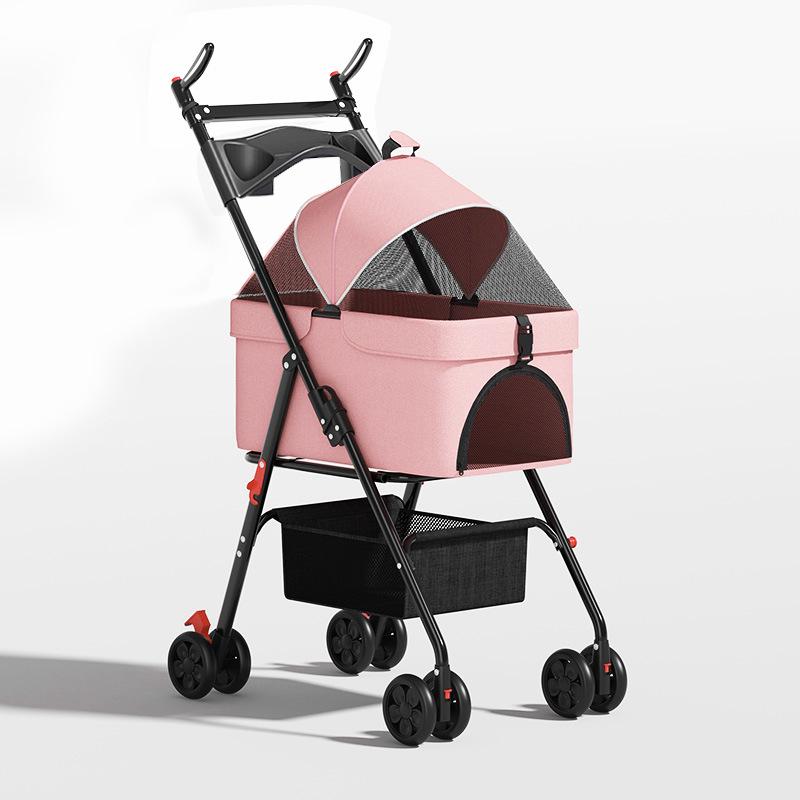 GVBB Compact Foldable Pet Stroller for Cats and Dogs - Lightweight, Detachable Design for Easy Travel.