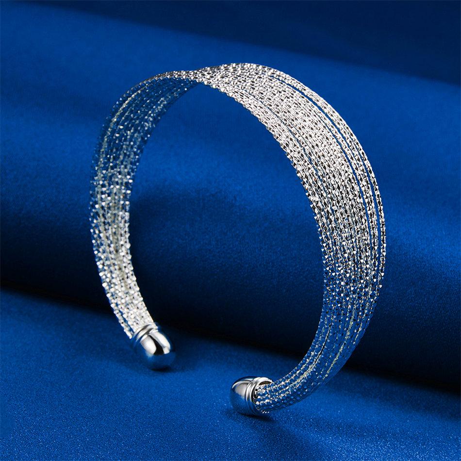 Luxurious 925 Sterling Silver Exquisite Multi-Layered Sparkling Open Bracelet Women Party Wedding Jewelry Accessories