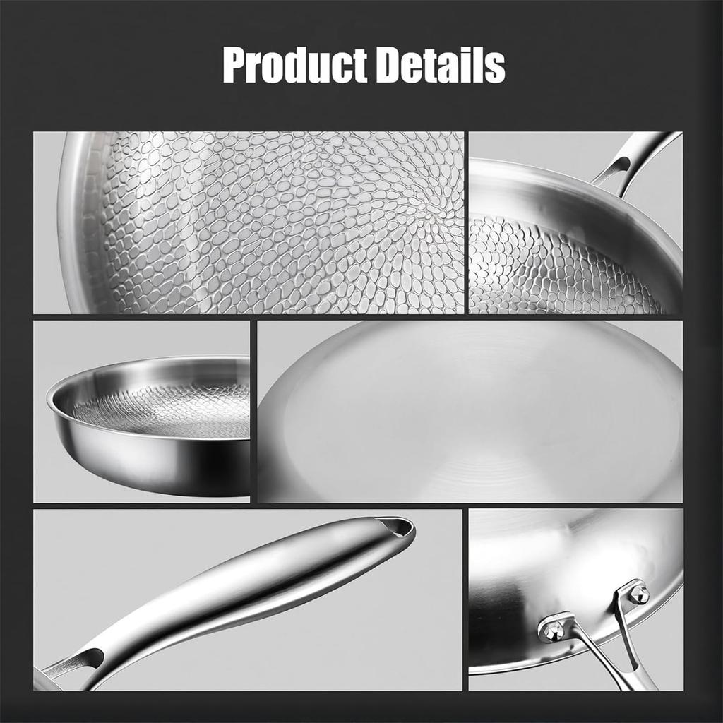 Titanpfanne Pro, Titanpfanne mit Deckel, Kratzfest, Antihaft-Titan-Nährstoffpfanne zum Kochen