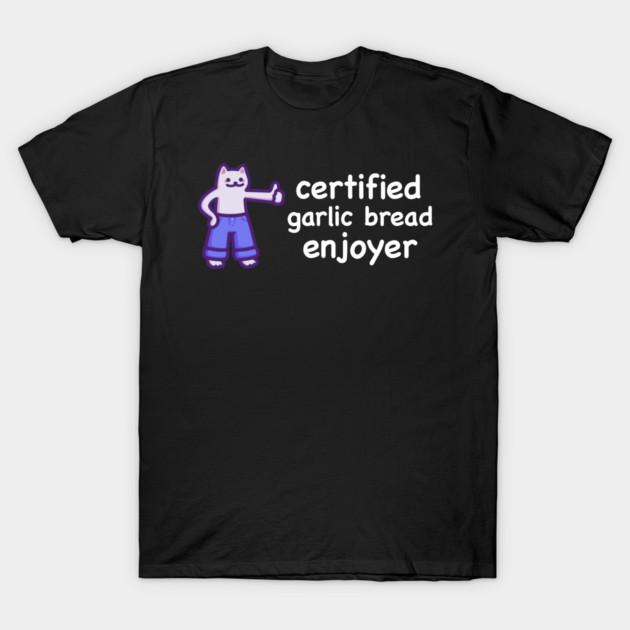 Asian Size Men Black Print T-shirt Certified Garlic Bread Enjoyer (White Text) No-Cut Print Cotton Tshirt L чёрный