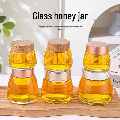 Transparent Round Honey Dispensing Glass Bottle