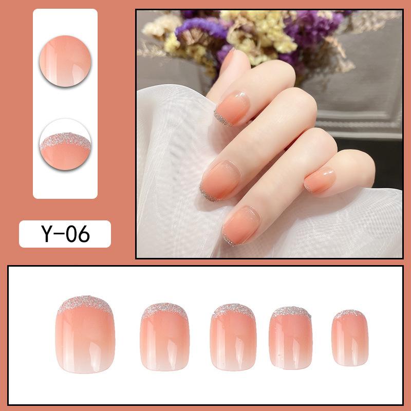 Y1 Fake Nail Sticker Wearing Nail Finished Nail Piece Removable Blush Nail Girl Cat Eye Gradual Change Nail Patch