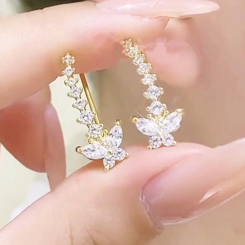 Beidou Zirconia Stud Earrings: Women's Luxurious Diamond-Inlaid Ear Cuff Jewelry for Square and Round Faces
