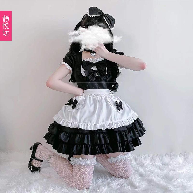 Black Pussy Maid Outfit Cosplay Sexy Cute Maid Outfit Japanese Cosplay Cos Outfit Dress Skirt