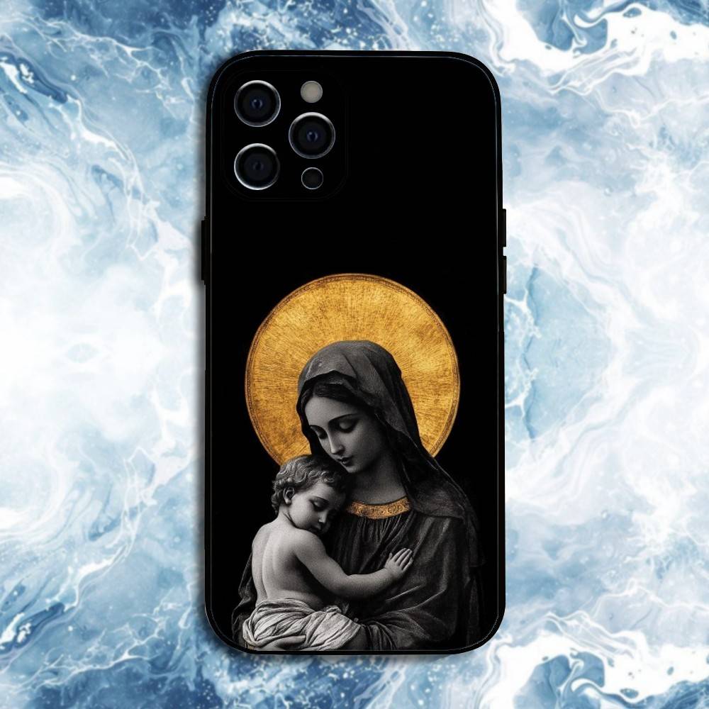 

Virgin Mary And Jesus Phone Case For iPhone17,16,15,14,13,12,11 Plus,Pro Max, Soft Silicone Black Cover iPhone11PROMAX