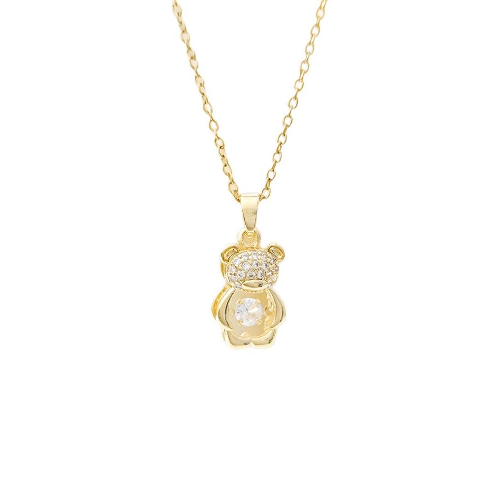 Personalized Little Bear Pendant Necklace, Gold-Plated Titanium Steel, Versatile Fashion Jewelry with High-End Feel