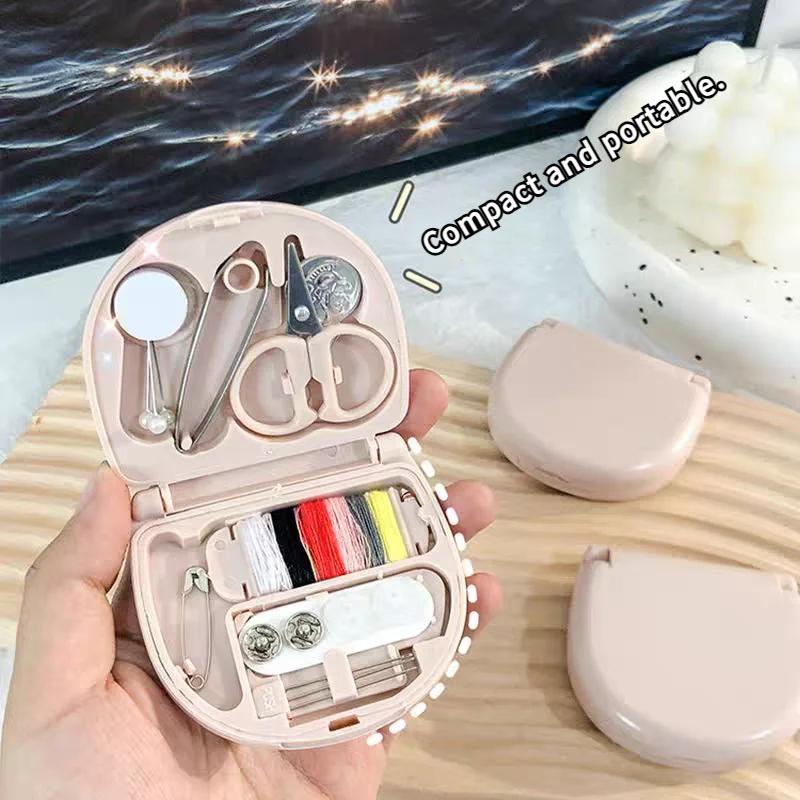 1 Set Nordic Style Mini Needle And Thread Box Portable Small Needle And Thread Kit Sewing Tool Combination Set