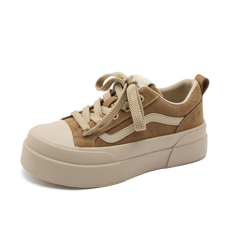 

Кожаная повседневная обувь женская новая 2025 осень шнуровка замша толстая базовая обувь женская сумка голова универсальные туфли Форреста Гампа женская обувь 35