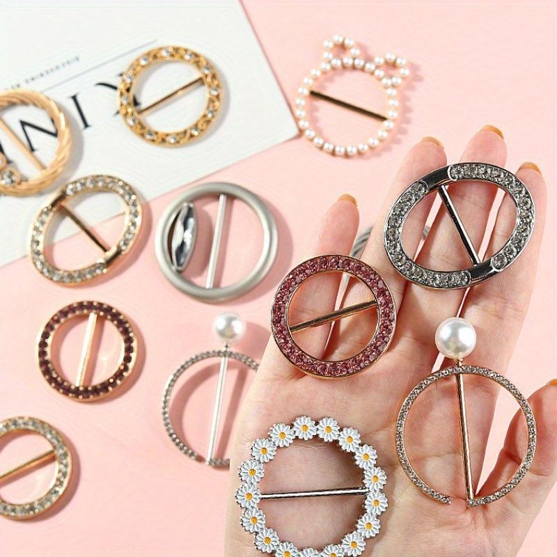 Round Shape Elegant Tee Shirt Clips Scarf Buckles T-Shirt Clip Ring Clothes Corner Knotted Buckles Inner Diameter 29-35mm