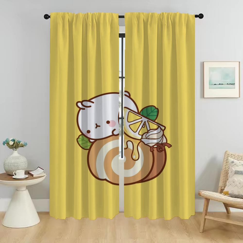 Molang Anti-mosquito Curtains 2 Pieces Halloween Decoration Window Curtain for Room 2 Panel Home Interior Curtains Partition