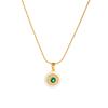 316L Stainless Steel Round Green Zircon Pendant Necklace For Women Lady Fashion New Clavicle Chain Jewelry Accessories Gift