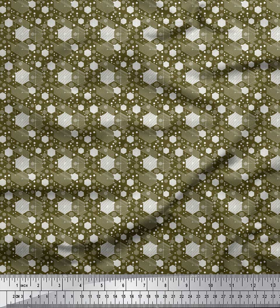 

Тканина для сорочкового принту Soimoi Japan Crepe Satin Hexagon Тканина для сорочки на метри 42 дюйма 42 Inch Wide - Poly Crepe кольору морської хвилі