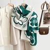Flower Pattern Cashmere Scarf Warm Bufanda Stoles  Women Winter Season Fashion Accessory